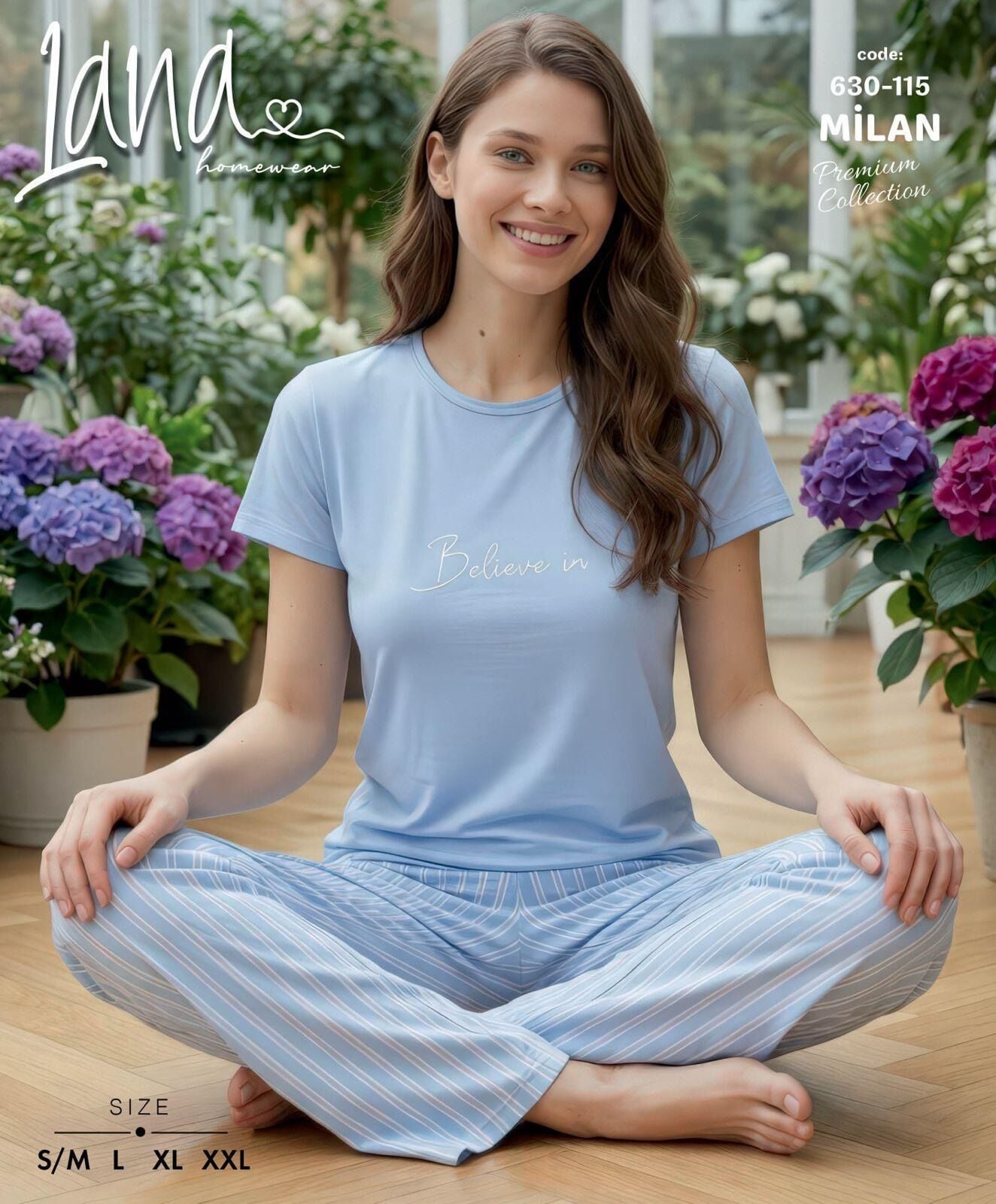LANA 630-115 BAYAN MİLAN KISA KOL PİJAMA TAKIM