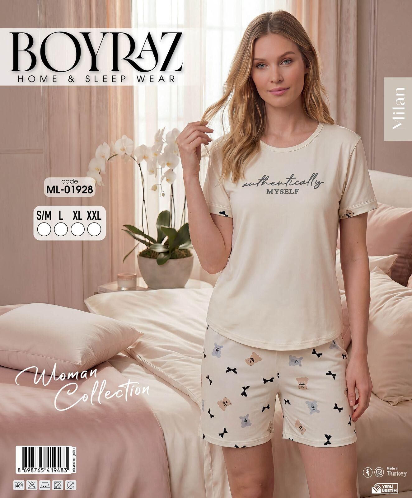 BOYRAZ 01928 MİLAN KISA KOL ŞORTLU PİJAMA TAKIM