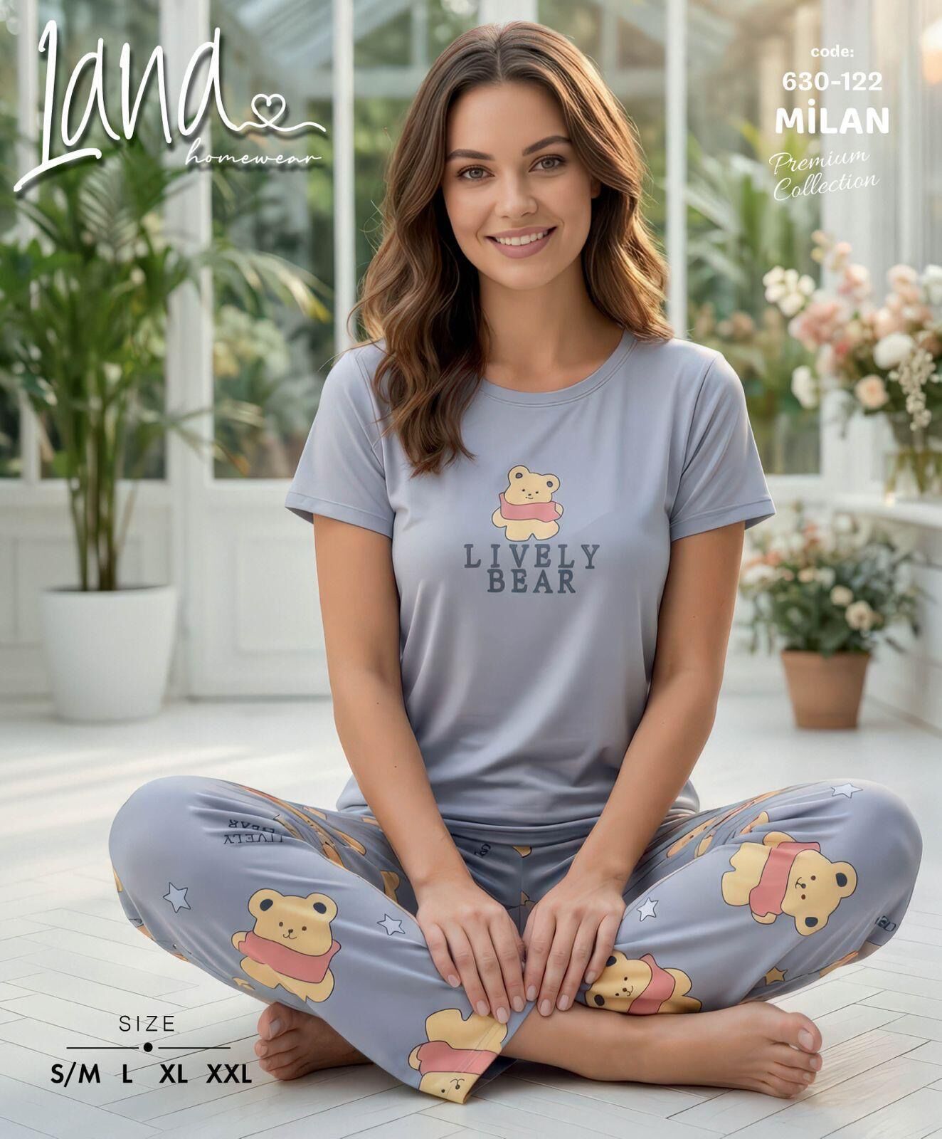 LANA 630-122 BAYAN MİLAN KISA KOL PİJAMA TAKIM