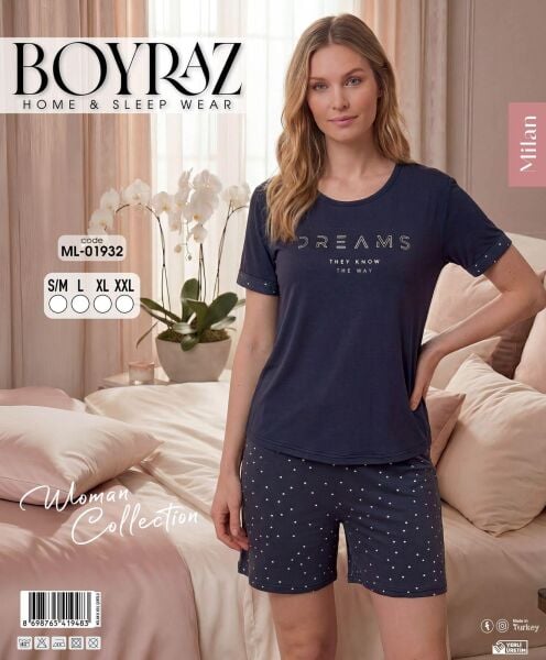 BOYRAZ 01932 MİLAN KISA KOL ŞORTLU PİJAMA TAKIM