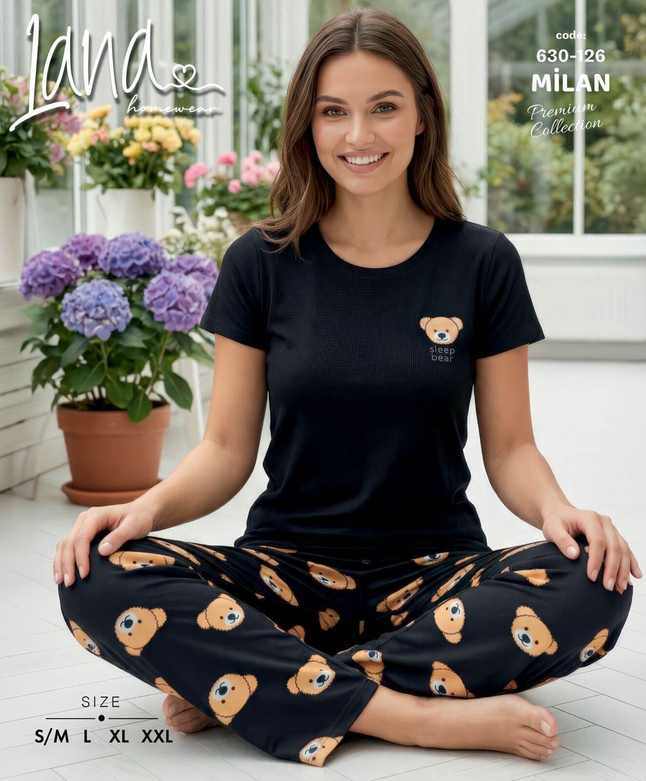 LANA 630-126 BAYAN MİLAN KISA KOL PİJAMA TAKIM