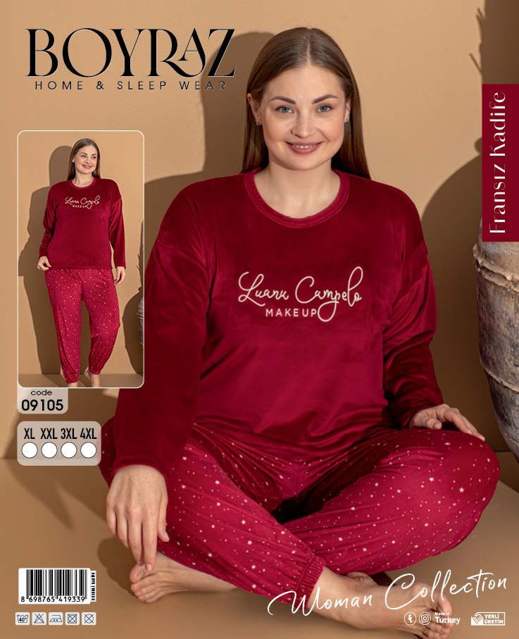 BOYRAZ 09106 FRANSIZ KADİFE BATTAL PİJAMA TAKIM