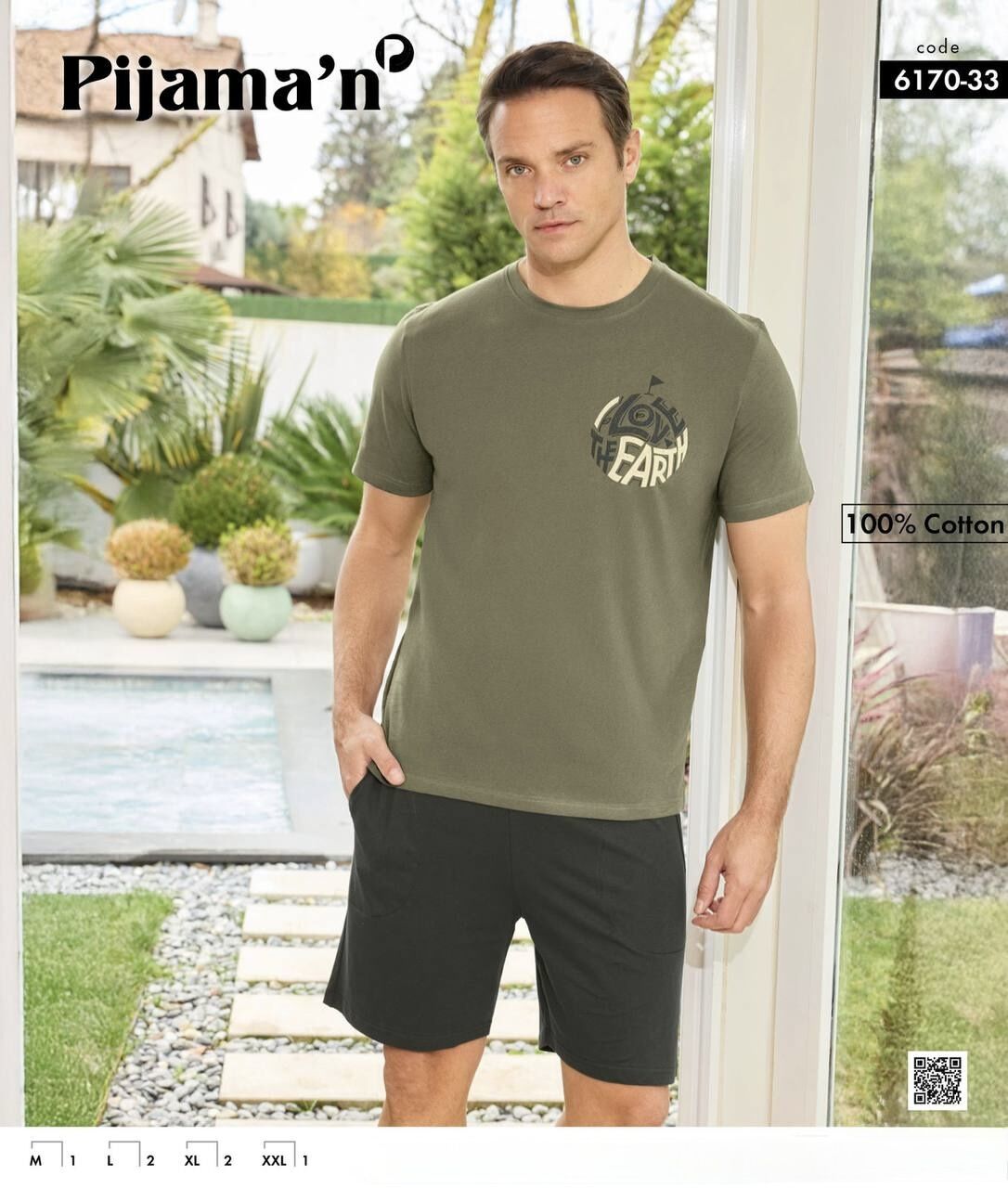 PİJAMAN 6170-33 ERKEK PENYE KISAKOL ŞORTLU TAKIM