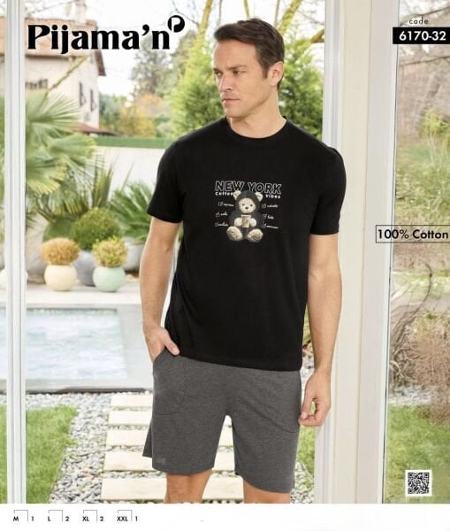 PİJAMAN 6170-32 ERKEK PENYE KISAKOL ŞORTLU TAKIM