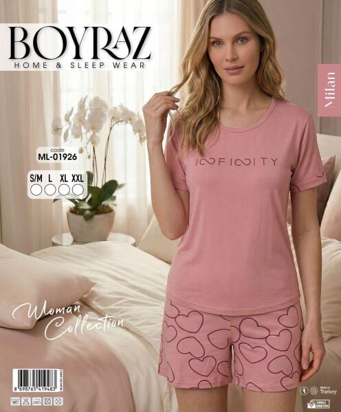 BOYRAZ 01926 MİLAN KISA KOL ŞORTLU PİJAMA TAKIM