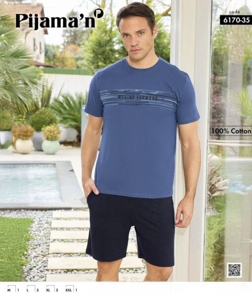 PİJAMAN 6170-35 ERKEK PENYE KISAKOL ŞORTLU TAKIM