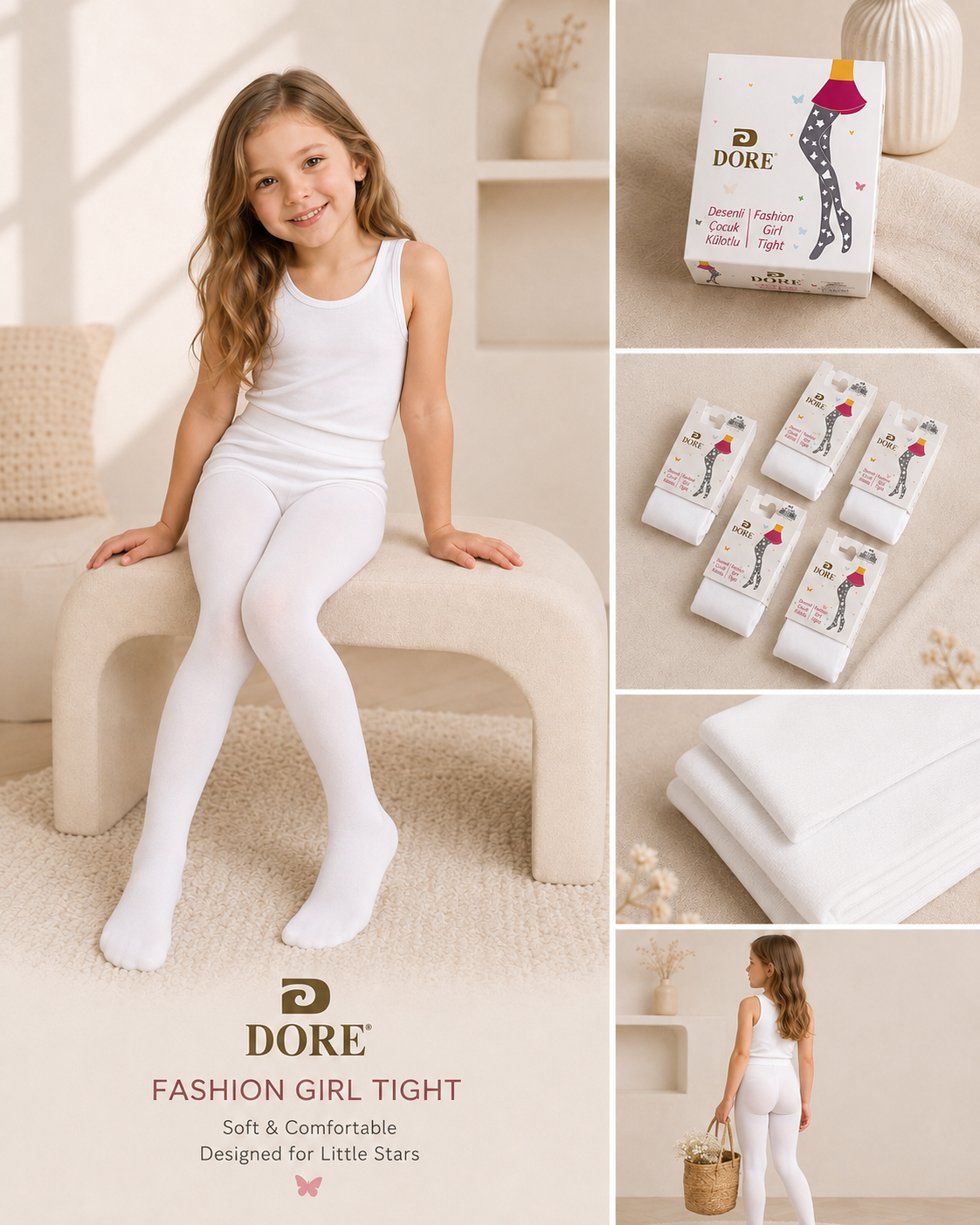 DORE 13723 KIZ EBRU DESENLİ MİCRO KÜLOTLU ÇORAP