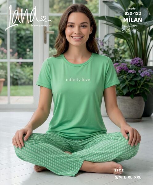LANA 630-132 BAYAN MİLAN KISA KOL PİJAMA TAKIM