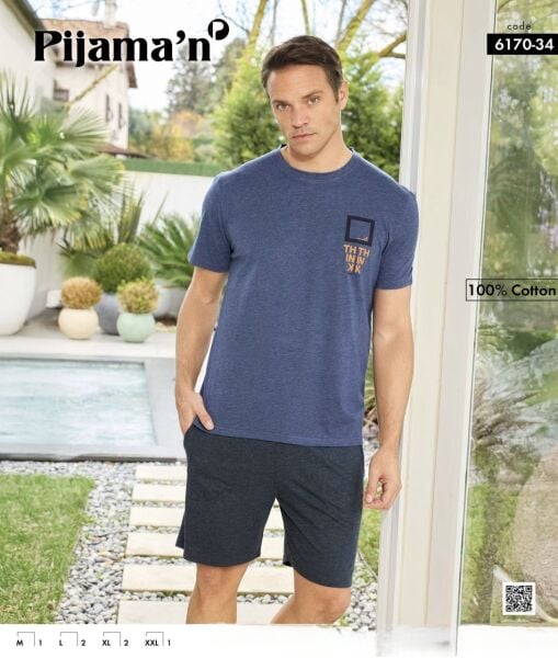 PİJAMAN 6170-34 ERKEK PENYE KISAKOL ŞORTLU TAKIM