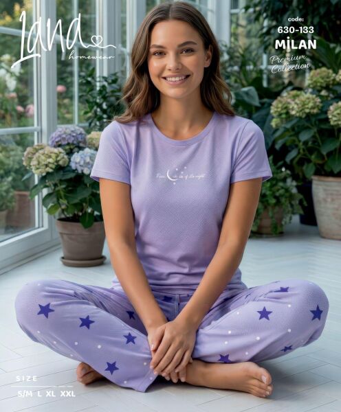 LANA 630-133 BAYAN MİLAN KISA KOL PİJAMA TAKIM