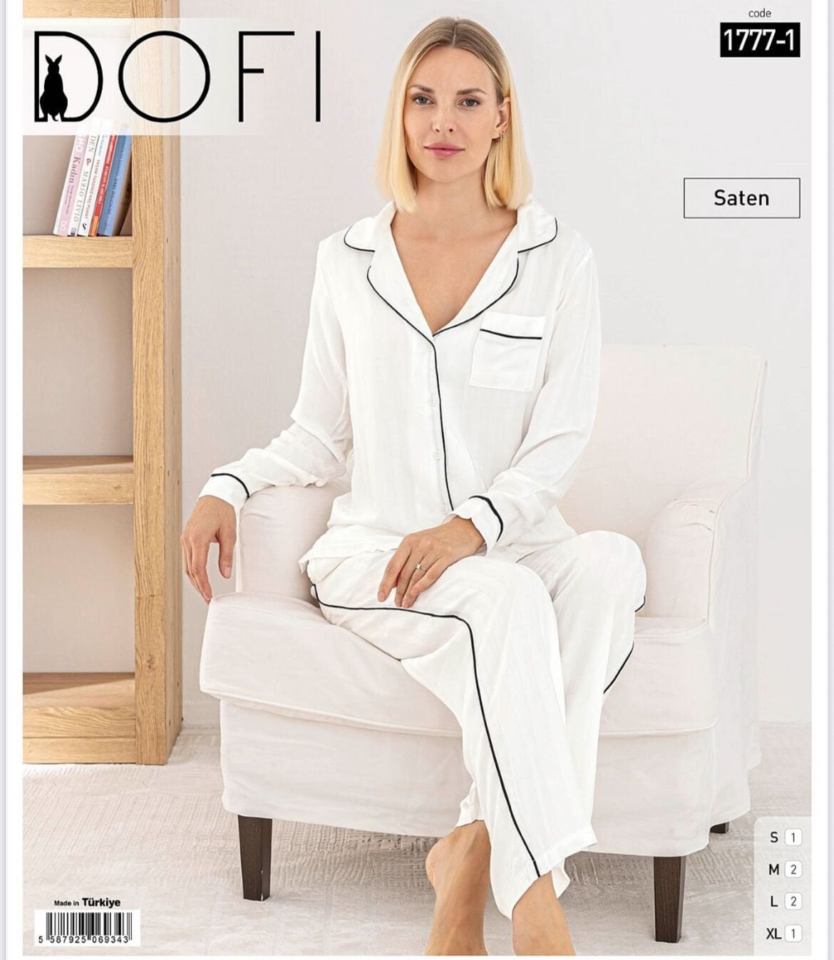 DOFİ 1777-1 BAYAN SATEN PİJAMA TAKIMI