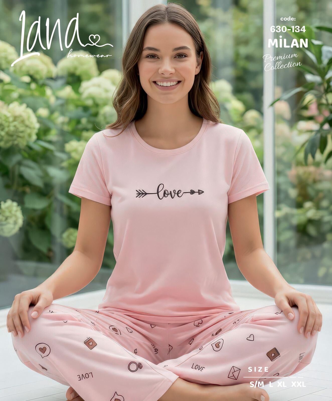 LANA 630-134 BAYAN MİLAN KISA KOL PİJAMA TAKIM