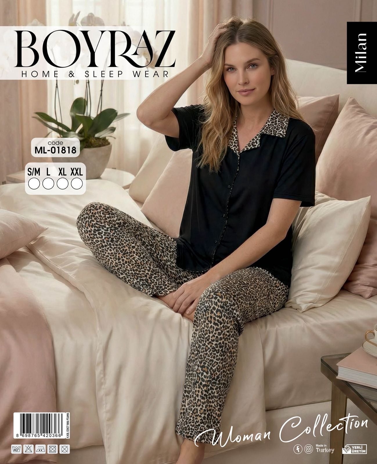 BOYRAZ 01818 MİLAN GÖMLEK K.KOL PİJAMA TAKIM