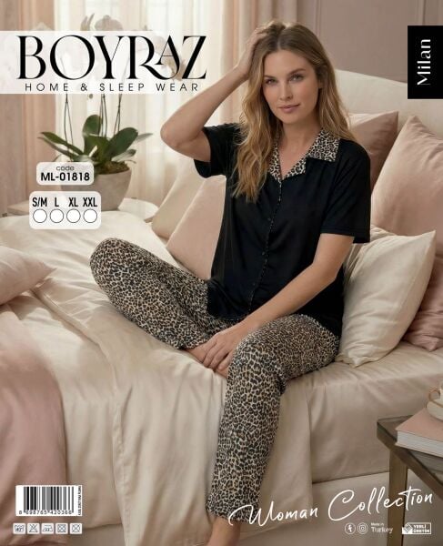BOYRAZ 01818 MİLAN GÖMLEK K.KOL PİJAMA TAKIM