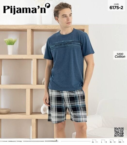 PİJAMAN 6175-2 ERKEK PENYE KISAKOL ŞORTLU TAKIM