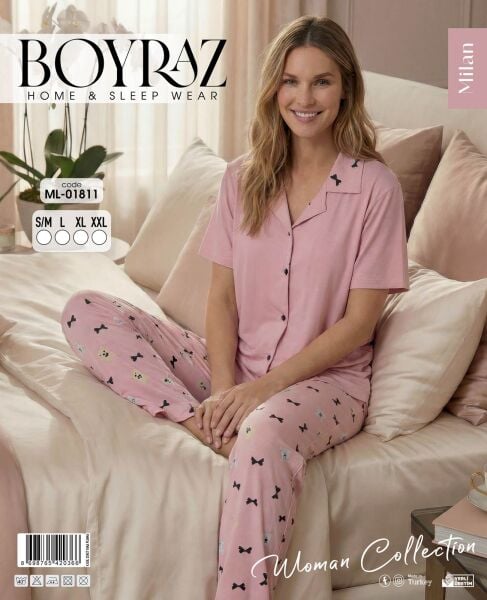 BOYRAZ 01811 MİLAN GÖMLEK K.KOL PİJAMA TAKIM