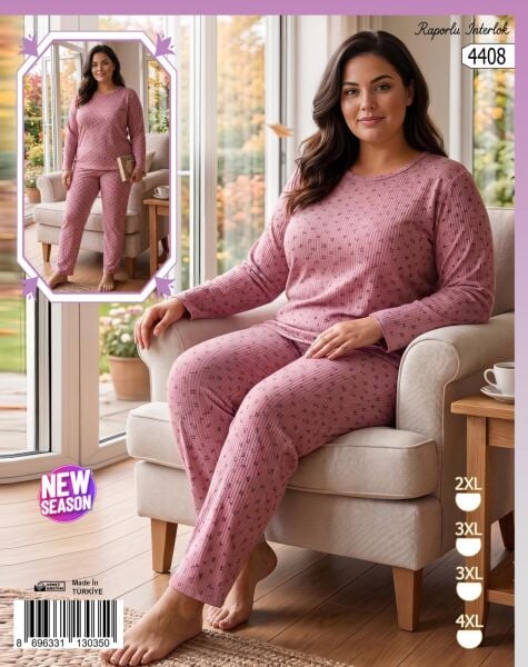 TİME MODA 4408 BAYAN RAP.İNTERLOK BATTAL PİJAMA TK