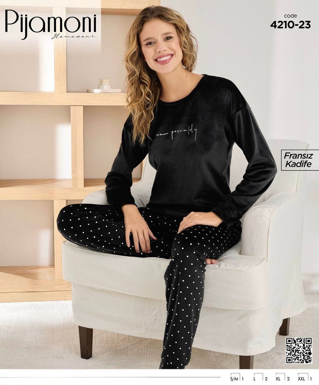 PİJAMONİ 4210-23 YENİ FRANSIZ KADİFE PİJAMA TAKIM
