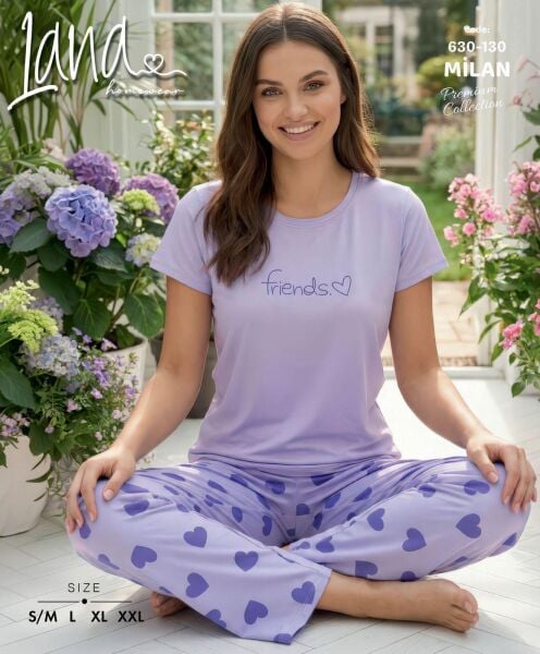 LANA 630-130-P BAYAN MİLAN KISA KOL PİJAMA TAKIM