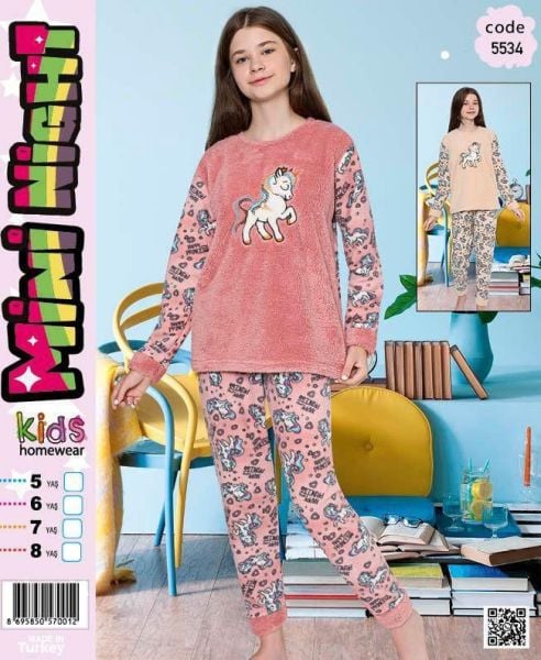 MİNİ NIGHT 5534 KIZ ÇOCUK POLAR PİJAMA TAKIM