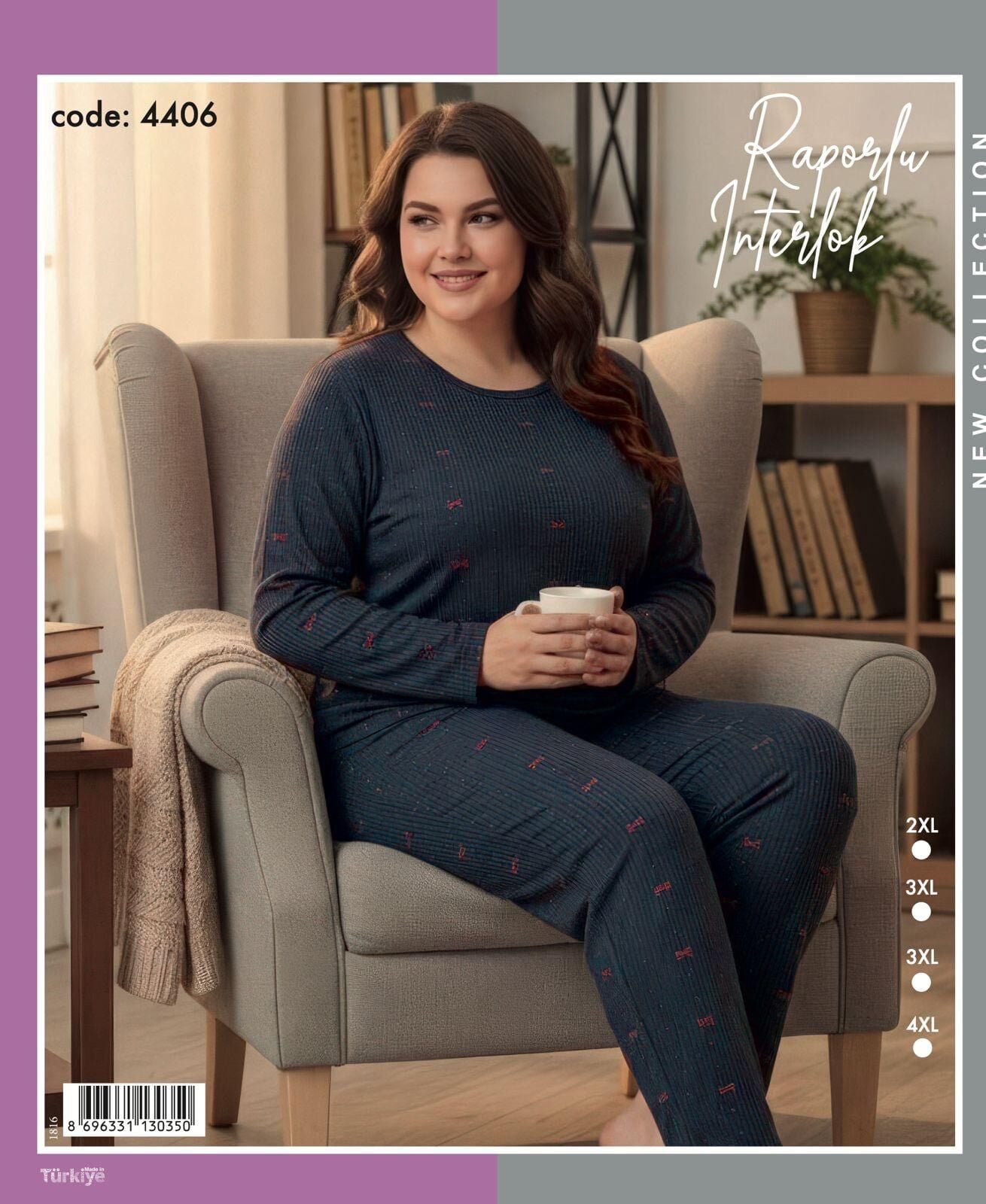 TİME MODA 4406 BAYAN RAP.İNTERLOK BATTAL PİJAMA TK