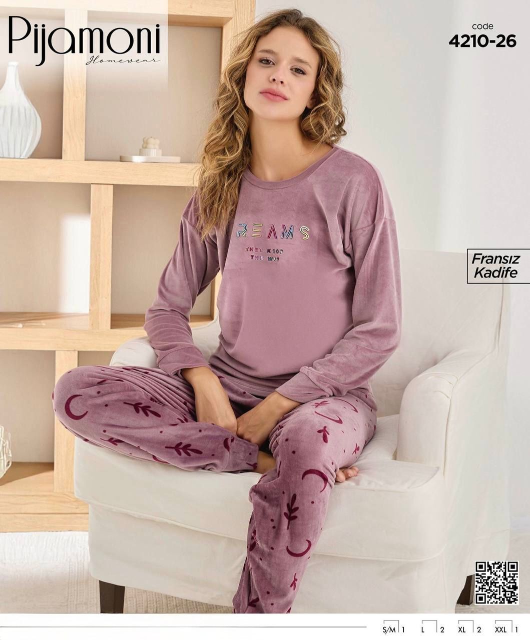 PİJAMONİ 4210-26 YENİ FRANSIZ KADİFE PİJAMA TAKIM