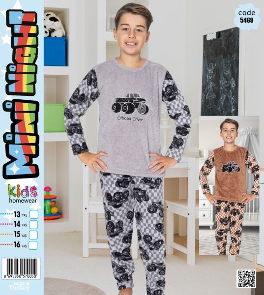 MİNİ NIGHT 5469 ERKEK ÇOCUK POLAR PİJAMA TAKIM