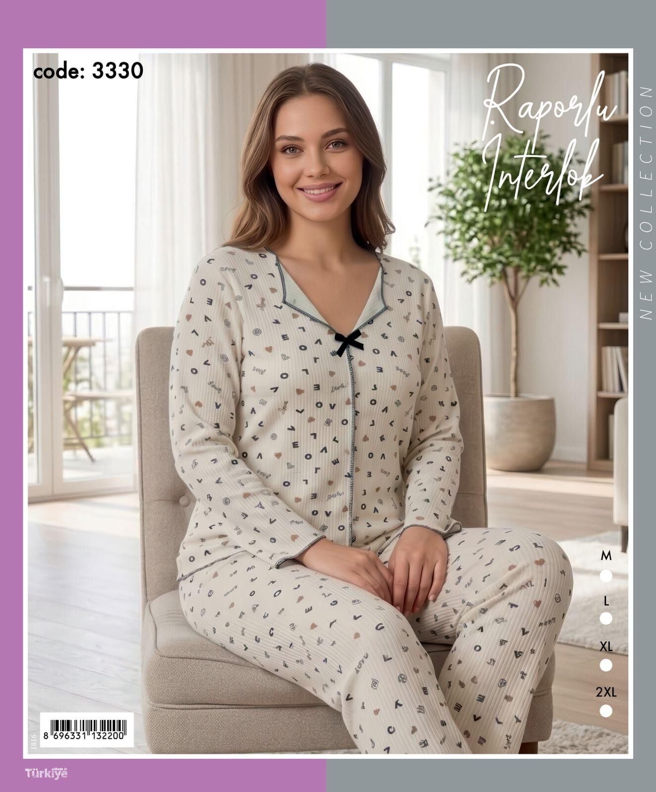 TİME MODA 3330 BAYAN FİYONKLU İNTERLOK PİJAMA TK