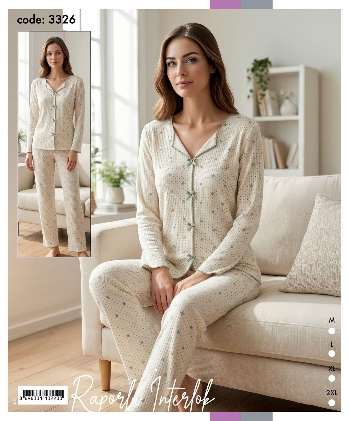 TİME MODA 3326 BAYAN FİYONKLU İNTERLOK PİJAMA TK