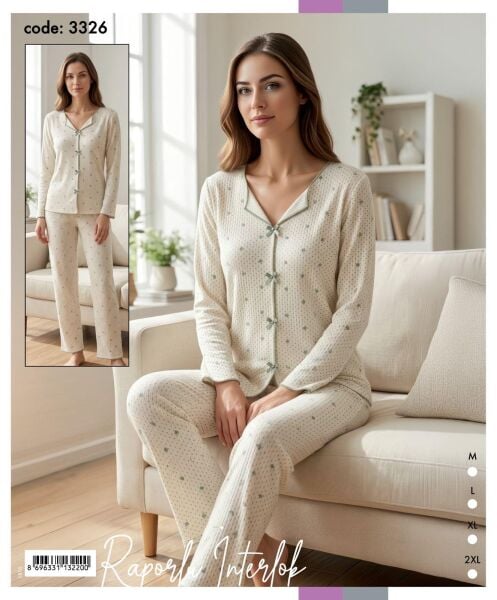 TİME MODA 3326 BAYAN FİYONKLU İNTERLOK PİJAMA TK