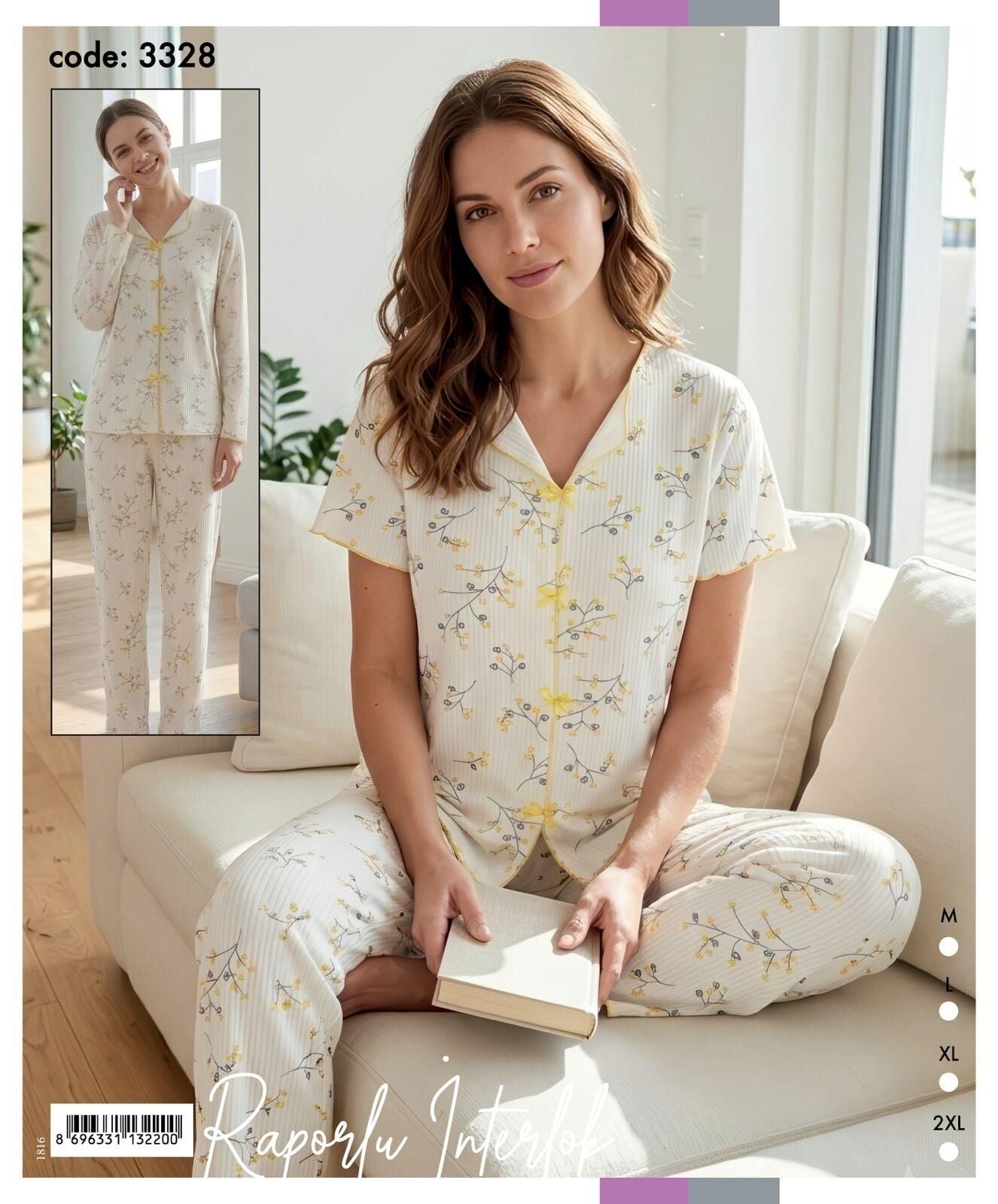 TİME MODA 3328 BAYAN FİYONKLU İNTERLOK PİJAMA TK