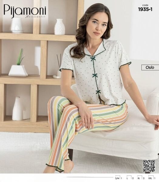 PİJAMONİ 1935-1 BAYAN KISA KOL OSLO PİJAMA TKM