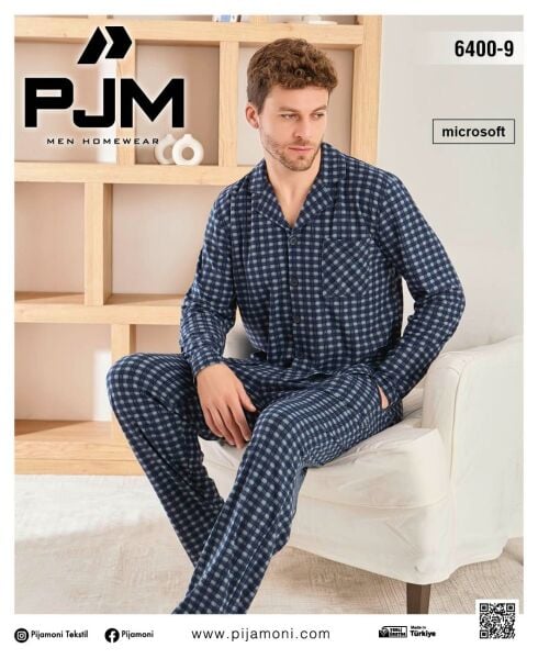 PJM 6400-9 ERKEK ÖNÜ DÜĞMELİ PENYE PİJAMA TAKIM