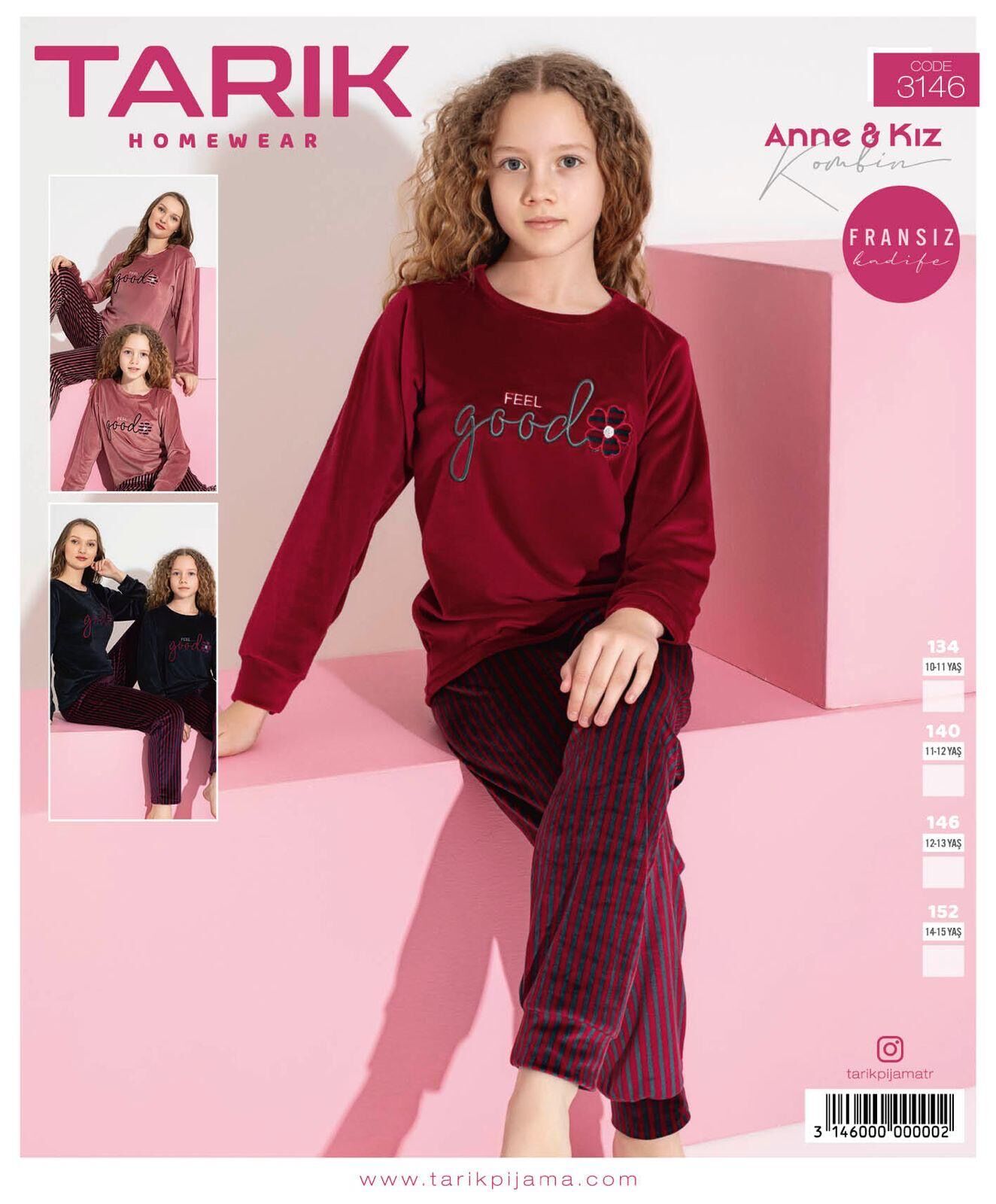 TARIK 3146 KIZ 10-15 YŞ FRANSIZ KADİFE PİJAMA TKM