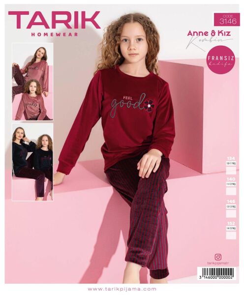 TARIK 3146 KIZ 10-15 YŞ FRANSIZ KADİFE PİJAMA TKM