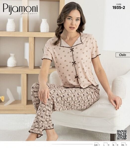 PİJAMONİ 1935-2 BAYAN KISA KOL OSLO PİJAMA TKM
