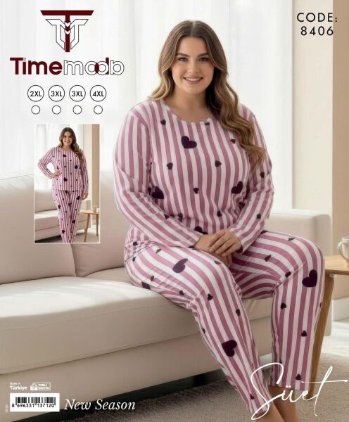 TİME MODA 8606 BAYAN SÜET BATTAL PİJAMA TK