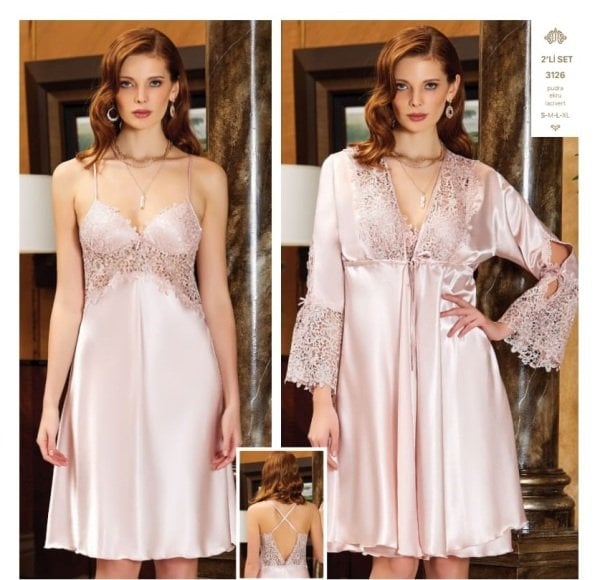 JEREMİ 3126 SATEN KISA 2 Lİ GECELİK TAKIM