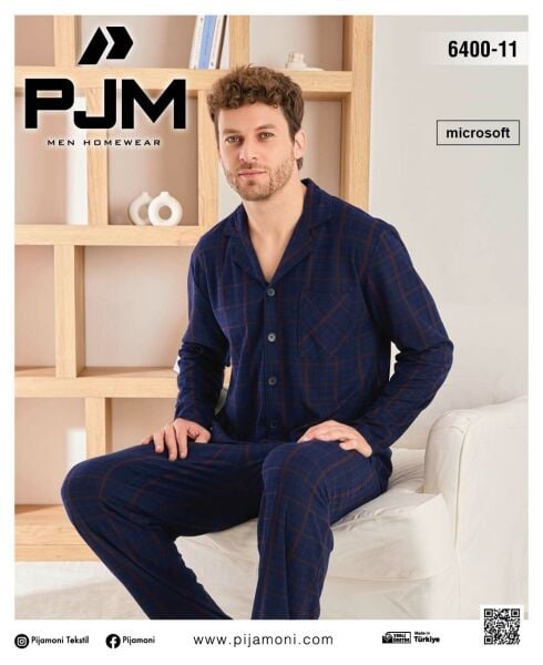 PJM 6400-11 ERKEK ÖNÜ DÜĞMELİ PENYE PİJAMA TAKIM