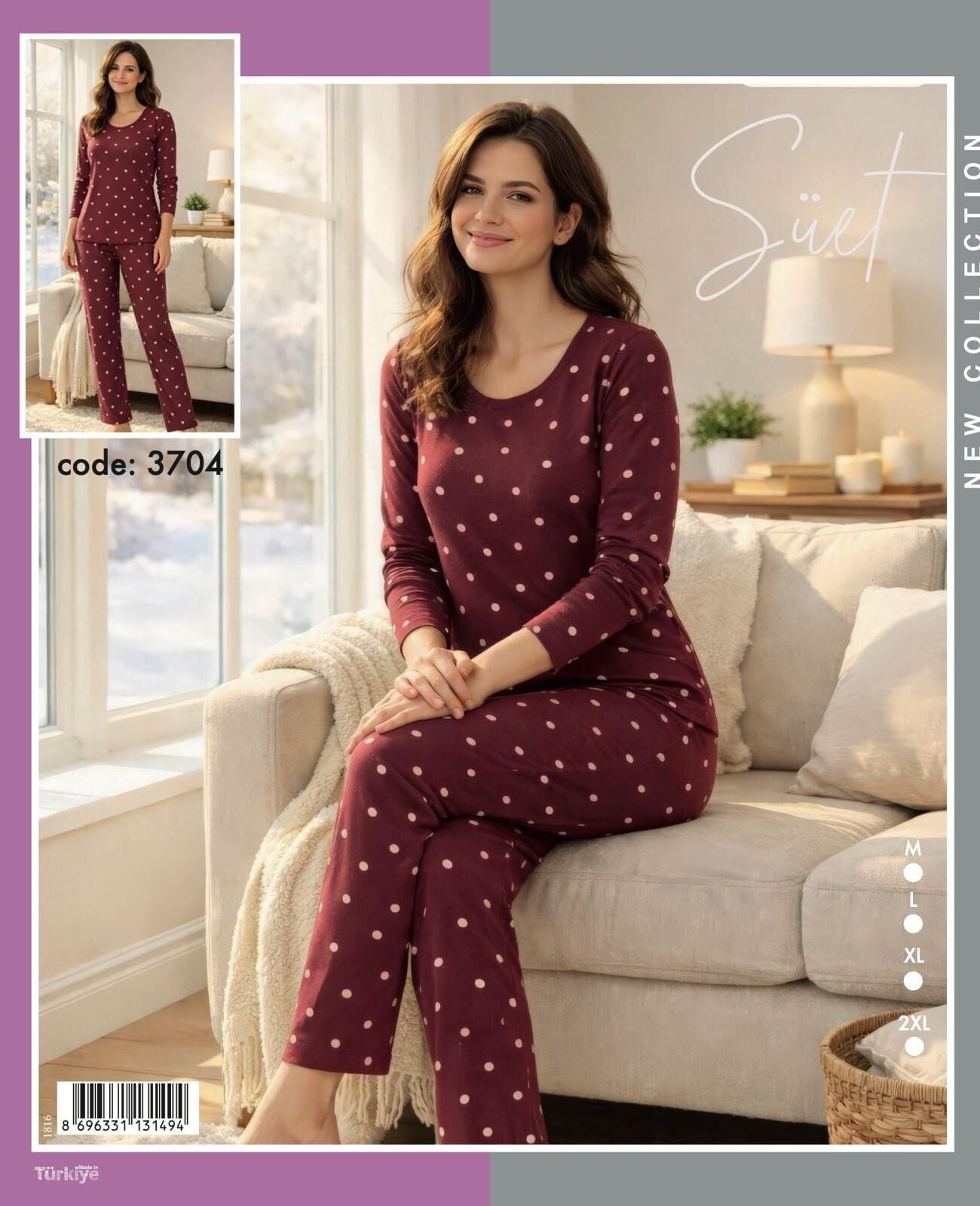 TİME MODA 3704 BAYAN SÜET PİJAMA TAKIM