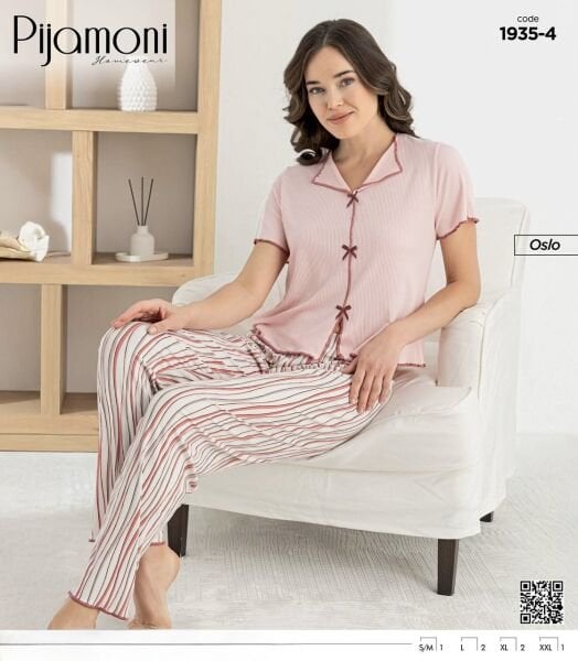 PİJAMONİ 1935-4 BAYAN KISA KOL OSLO PİJAMA TKM