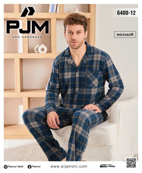 PJM 6400-12 ERKEK ÖNÜ DÜĞMELİ PENYE PİJAMA TAKIM