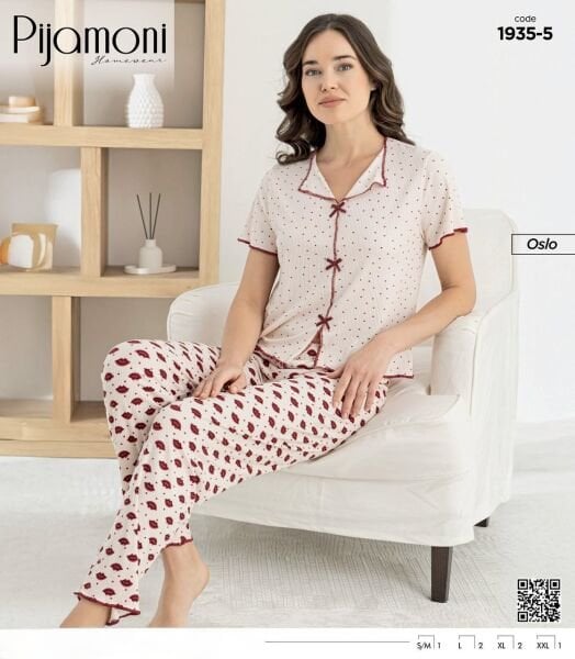 PİJAMONİ 1935-5 BAYAN KISA KOL OSLO PİJAMA TKM