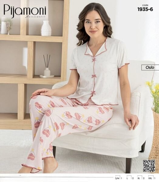 PİJAMONİ 1935-6 BAYAN KISA KOL OSLO PİJAMA TKM