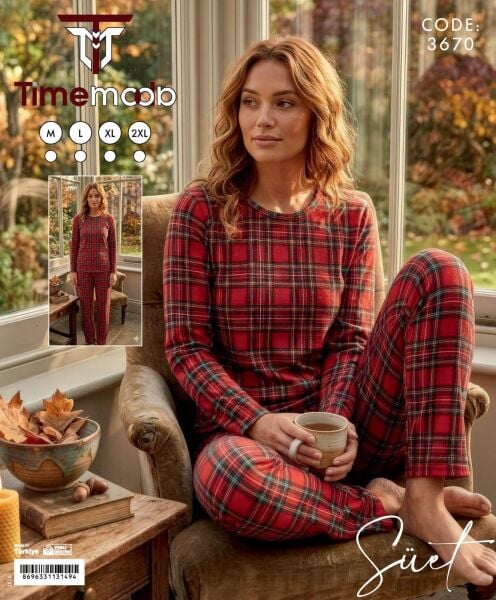 TİME MODA 3670 BAYAN SÜET PİJAMA TAKIM