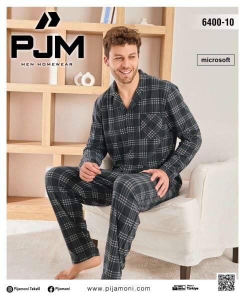 PJM 6400-14 ERKEK ÖNÜ DÜĞMELİ PENYE PİJAMA TAKIM