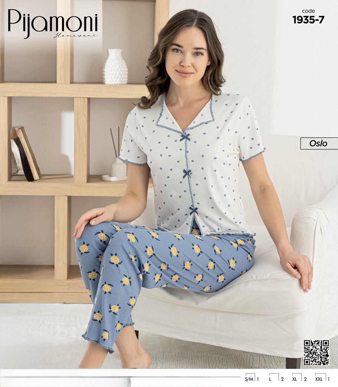 PİJAMONİ 1935-7 BAYAN KISA KOL OSLO PİJAMA TKM