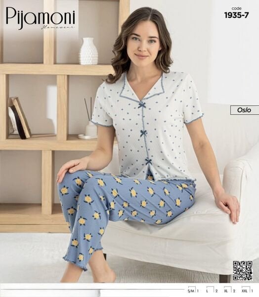 PİJAMONİ 1935-7 BAYAN KISA KOL OSLO PİJAMA TKM