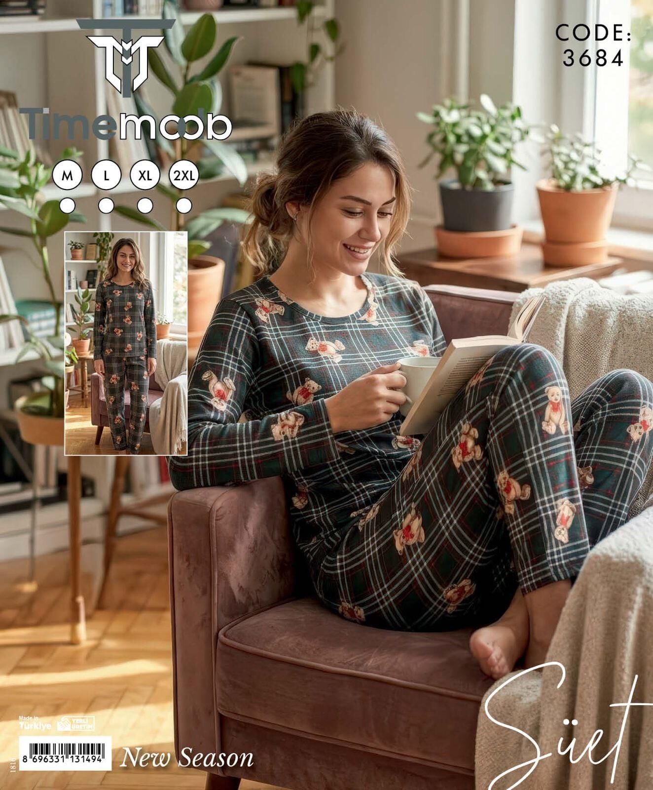 TİME MODA 3684 BAYAN SÜET PİJAMA TAKIM