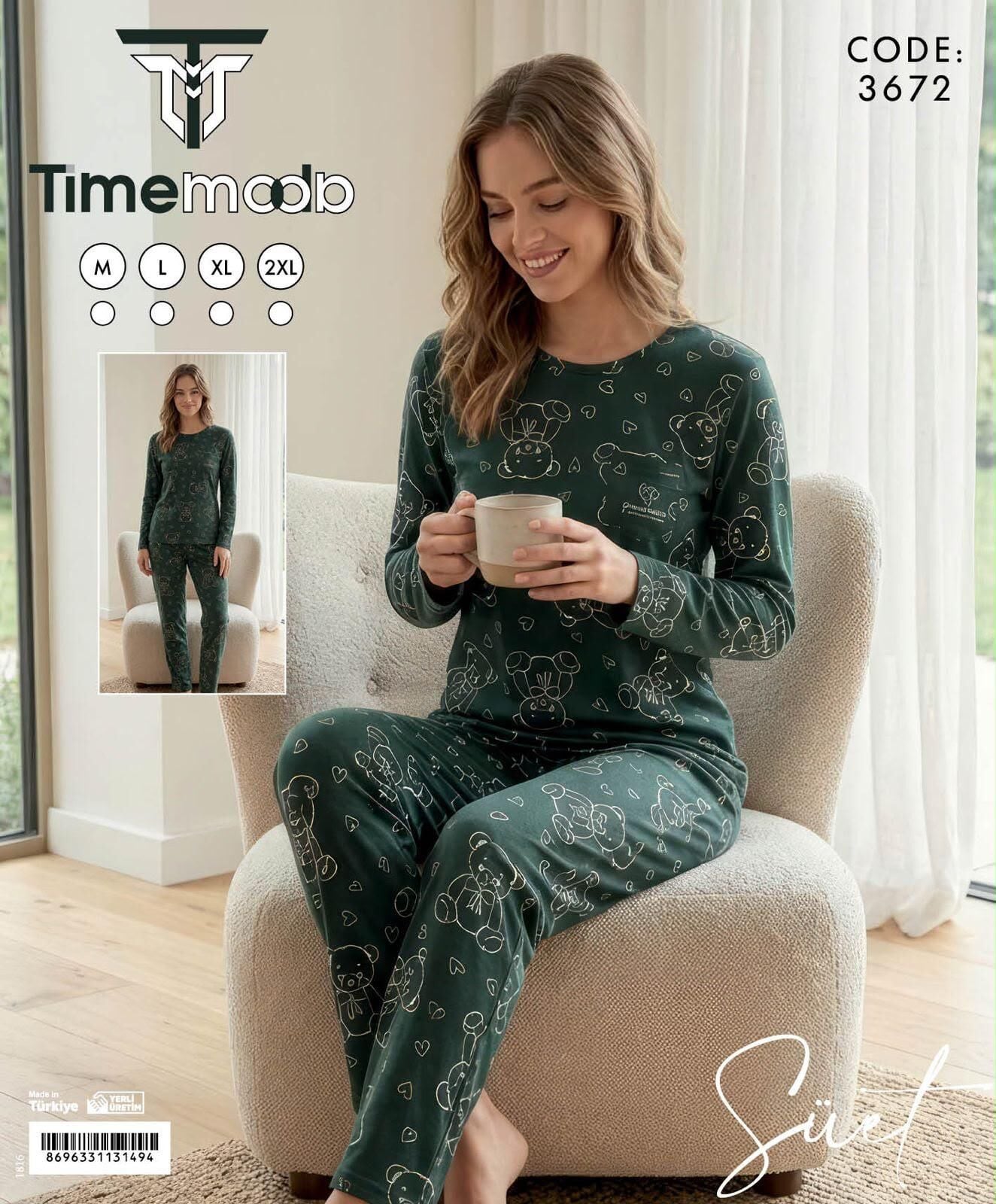 TİME MODA 3672 BAYAN SÜET PİJAMA TAKIM